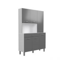 Ekipa - oslo Buffet de 120 cm - 1 Tiroir et 6 Portes - l 120 x p 40 x h 185 cm - Coloris Gris brillant