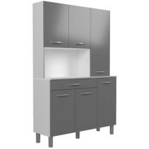 Ekipa - oslo Buffet de 120 cm - 1 Tiroir et 6 Portes - l 120 x p 40 x h 185 cm - Coloris Gris brillant