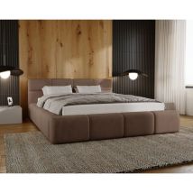 Emporius - Oslo Lit adulte 180x200, lit avec Rangement, lit capitonné - tissu velours Brun (Magic Velvet 2205)