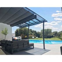 Couleurs Du Monde - Oslo - Pergola Adossee En Aluminium/Acier 3,5X4M Et Panneaux Polycarbonate