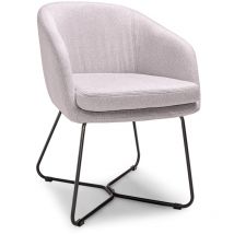 Frankystar - oslo - Sedia con braccioli in lino e metallo. Sedia da pranzo, ufficio, studio, poltroncina da lettura in stile moderno. Colore grigio