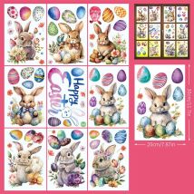 Ostern Fensterdekoration – Aufkleber Hase, Eier Und Küken 9 Stück, Wiederverwendbar Für Zimmer Und Haus F11
