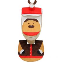 Tonchean - Other Christmas Decoration,Toilet Seat Cover and Rug Set for Bathroom Christmas Decorations Snowman Santa Elk--moose style