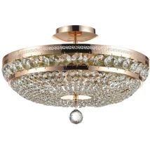 Plafoniera Contemporanea Ottilia Metallo Oro 6 Luci Diffusori Metallo
