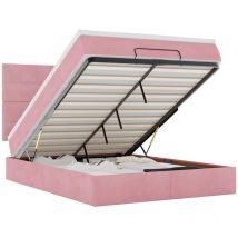 Ottoman Bed with Mattresses Pink 140x190cm Velvet Vidaxl