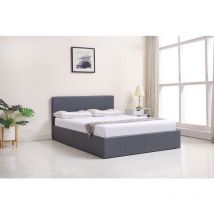 Ottoman Storage Bed grey 3ft single leather and 1 spring mattress bedroom furniture