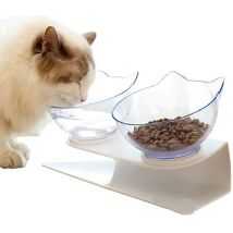 Doppelnapf Für Katzen Mit Erhöhtem Ständer, Geeignet Für Hauskatzen, 15° Geneigt Und Rutschfest, Schützt Die Halswirbelsäule, Herausnehmbarer Napf