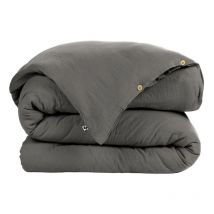 Ourea - Housse de Couette 160x210cm Gaze de Coton Granit