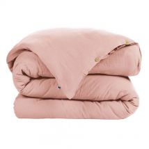 Ourea - Housse de Couette 200x200cm Gaze de Coton Rose Pêche