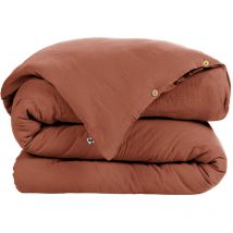 Ourea - Housse de Couette 240x220cm Gaze de Coton Terracotta