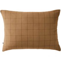 Ourea motif - Taie d'Oreiller 50x70cm Gaze de Coton Camel à Grands Carreaux