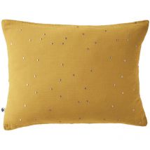 Ourea motif - Taie d'Oreiller 50x70cm Gaze de Coton Safran à Pois Dorés