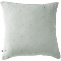 Ourea motif - Taie d'Oreiller 60x60cm Gaze de Coton Eucalyptus à Pois Dorés