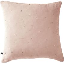Ourea motif - Taie d'Oreiller 60x60cm Gaze de Coton Guimauve à Pois Dorés