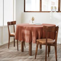 Ourea - Nappe Ronde Ø180cm Gaze de Coton Terracotta