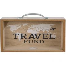 Out Of The Blue - Salvadanaio in Legno, Travel Fund, Marrone, 20, 5 x 12 cm