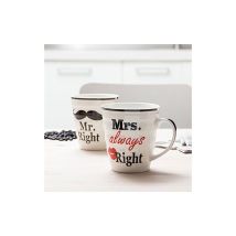 Out Of The Blue Tazza In Porcellana, Mr Mrs Always Right, Bianco, 2 Unità (confezione Da 1)