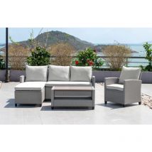Out&out Original - Mint Essentials Stockholm Outdoor Chaise Lounge Set with Armchair- Rattan Garden Removable Cushions