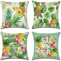 Alwaysh - Outdoor Cushion Cover, Set of 4 Waterproof Tropical Plants and Pineapple Pattern Sofa Pillow Case for Patio Garden Living Room Bedroom