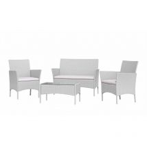 Outdoor Furniture 4 Piece pe Rattan Patio Set with Armchairs Double Sofa Table Cushion Grey