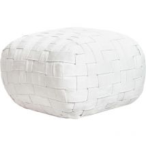 Outdoor Hand Woven Pouffe Ottoman Synthetic Material Garden Accessories 50 x 50 cm Off White Bodla