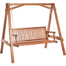 Outdoor Larch Wood Garden Patio Swing Freestanding Rustic Brown Ficarella