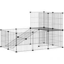 20-Panel Pet Cage with Door Black 35x35 cm Steel vidaXL