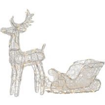 Kaemingk - Outdoor led Reindeer with Sleigh Christmas Decoration - Warm White Lights - 70cm