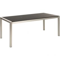 Gartentisch Schwarz Kunstholz und Aluminium für 6 Personen 180 x 90 cm Modern Design Outdoor Terrasse Balkon Ausstattung Möbel