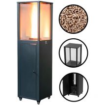 Kekai - Outdoor Pelletofen Capri 35,5x35,5x137 cm Leistung 17200 w und Heizfläche 12,5 m2 Schnellzündung Räder