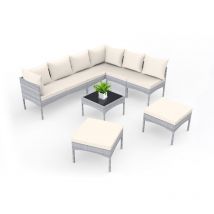 Rattantree - Outdoor Rattan Furniture Garden Lounge Set 8 Seaters Sectional Sofa for Patio Terrace Backyard Grey