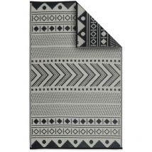 Sweeek - Outdoor rug - 120x180cm - Jacquard, reversible, rectangular, indoor/outdoor use - Bamako - Black-beige - Black