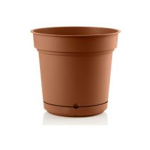Outdoor runde Vase aus Kunstoff mit Untersetzer ''Hydral Element'' für Blumen und Pflanzen -38 cm / Terrakotta