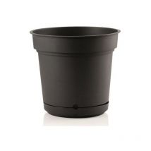 Outdoor runde Vase aus Kunstoff mit Untersetzer ''Hydral Element'' für Blumen und Pflanzen -23 cm / Anthrazit
