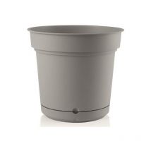 Teraplast - Outdoor Runde Vase Aus Kunstoff Mit Untersetzer ''Hydral Element'' Für Blumen Und Pflanzen -28 Cm / Fog Grey