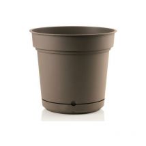 Outdoor runde Vase aus Kunstoff mit Untersetzer ''Hydral Element'' für Blumen und Pflanzen -33 cm / Braun