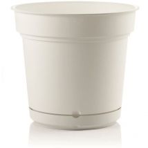 Teraplast - Outdoor runde Vase aus Kunstoff mit Untersetzer ''Hydral Element'' für Blumen und Pflanzen -18 cm / Weiss