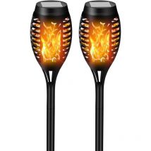 Outdoor Solar Flame Light,2 Pack 12 led Garden Lights With Realistic Flame Effect,IP65 Waterproof Solar Light,Suitable For
