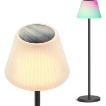 Outdoor Solar Stehlampe, Kabellose Garten Stehlampe usb Aufladbar 4000mAh akku, Fernbedienung Dimmen 3000K+RGB, Lichtsensor Outdoor IP65 Wetterfest,