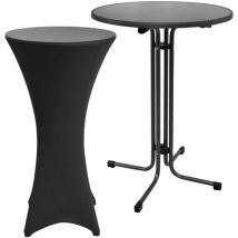 Outdoor Stehtisch Sylt, Klappbar, Ø80cm, Schwarz, Mit Husse