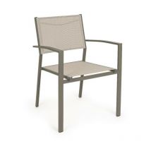 Gartenstuhl mit Armlehnen aus anthrazitfarbenem Aluminium Hilla 57 x 60 x 88 cm