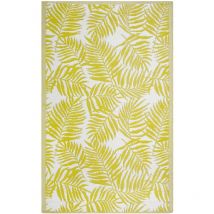 Beliani - Outdoor Teppich Gelb Weiß Polypropylen 120 x 180 cm Palmen Jacquardgewebt Rechteckig