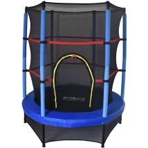 Trampolin Outdoor Toys Happy Jump Blue Durchmesser 140 cm mit Sicherheitsnetz