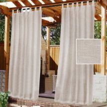Outdoor-vorhänge Mit Schlaufen, Set Aus Zwei Wasserdichten Verdunkelungsvorhängen Mit Klettverschluss Für Pavillons Und Terrassen (1,32 X 2,74 M, 