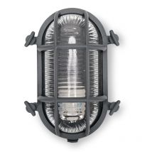 Minisun - Outdoor Wall Light Oval Bulkhead Security IP64 Garden Lantern - Grey