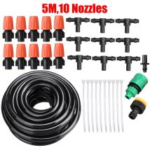 Maerex - Outdoor Water Misting Irrigation System Kit 5M Water Tube with 10pcs Sprinkler Kit