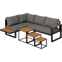 5-tlg. Gartenmöbel-Set, Gartengarnitur mit Ecksofa, Doppelsofa, Couchtisch, Balkonmöbel-Set mit Sitzkissen, Gartenlounge-Set für Terrasse, Balkon,