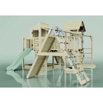 Polarplay Spielturm Gustav aus Holz in GrünTrapezschaukel