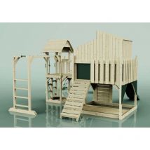 Spielturm Gustav aus Holz in Rosa mit Kinderschaukel - Outdoortoys