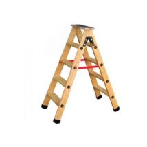 Outifrance - Escalera de tijera de madera de 2 tramos (platrier) 6 peldaños con estante y correas h:150cm